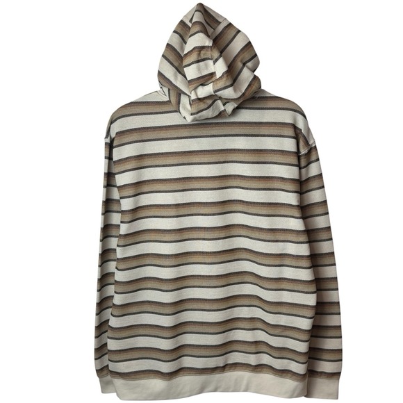 NEW Hurley OG Poncho Hoodie Striped Pullover Sweatshirt Neutral Coastal Cozy M - Picture 5 of 11